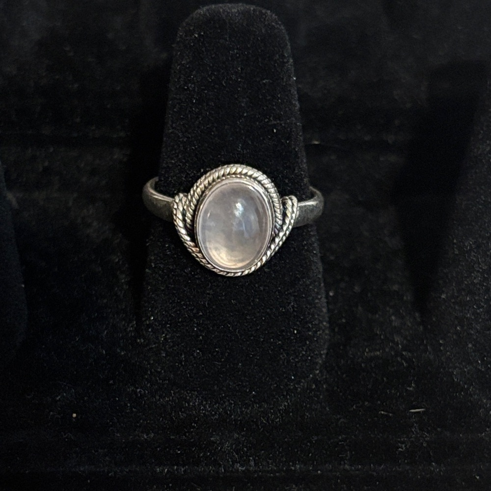 Silver 925 Moonstone Rope Design Ring